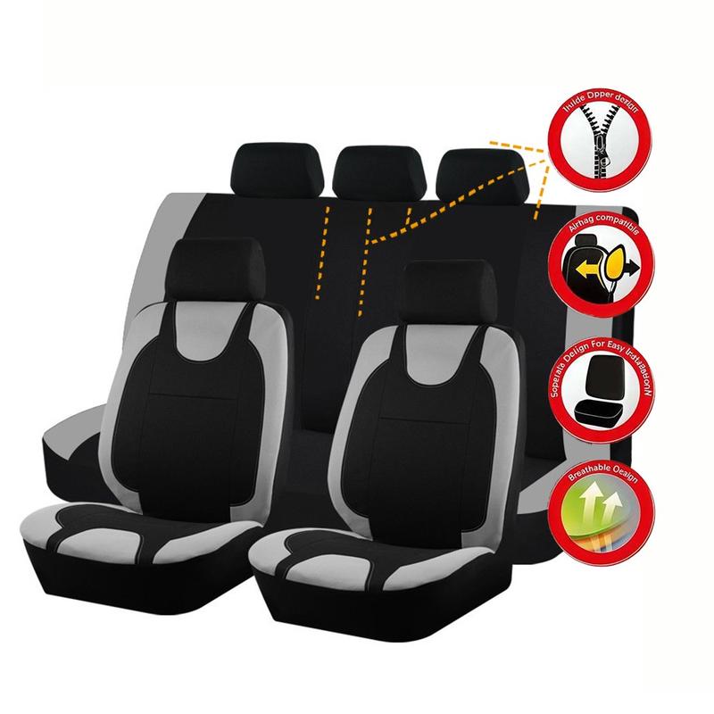 For Honda Accord/Civic/CR-V Car Seat Covers, Full Set Breathable Polyester Cloth Protectors Split Rear Bench Seat Auto Car Interiors Accessories Fit for Most Cars