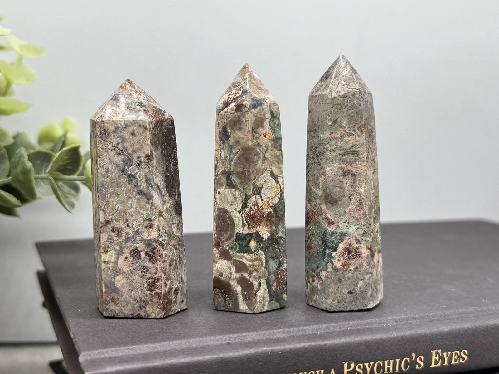 Green Cherry Blossom Agate Towers  Available now from Urban Rutile