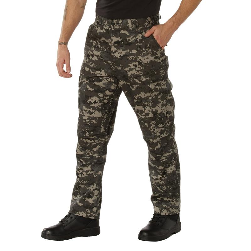 ROTHCO Digital Camo Tactical BDU Pants - Men's & Women's, Adjustable Waist, Zipper Fly, Reinforced Seat & Knees, Drawstring Bottoms, 6 Utility Pockets, Machine Washable - Camouflage