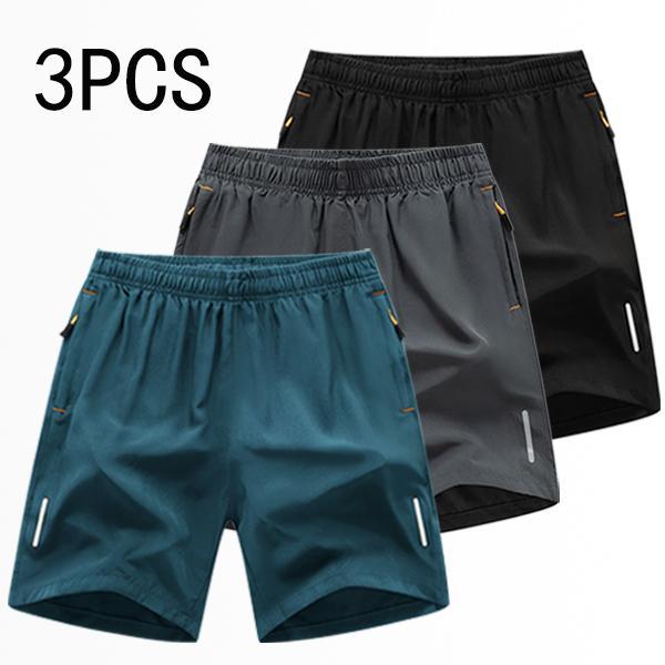 Men’s athletic shorts set, multi-pack available in various colors including gray and black, featuring zippered pockets that combine comfort and style. SpringStatements