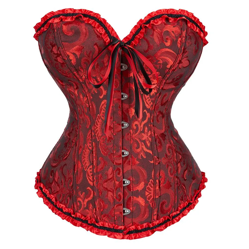 Women's Plus Size Floral Renaissance Corset Shapewear Clothes - Gothic Bustier Lingerie Top for Halloween Party, Cosplayers (819-Q)