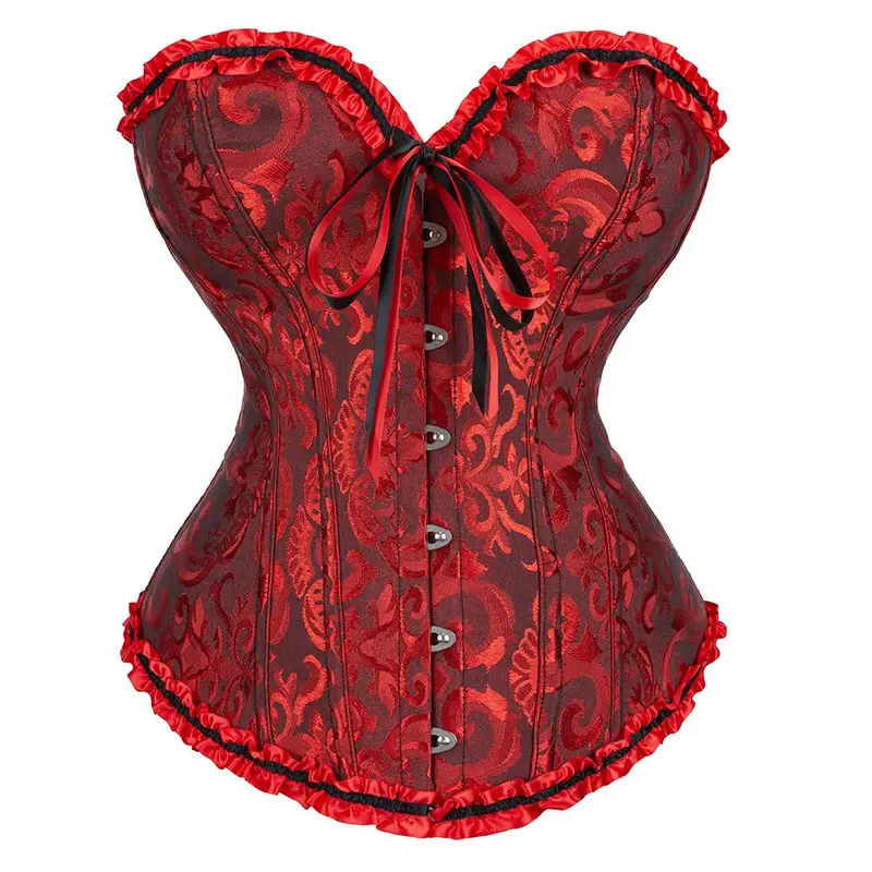 Women's Plus Size Gothic Floral Print Corset Garment Shapewear Top - Halloween Looks, Party Costume, Role Play Bustier Lingerie (819-Q), Alt Clothing with Steampunk Appeal,sohochic