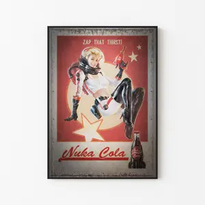 [Gaming Collection - Sale Up To 40%] [Unframe] Fallout Zap That Thirst Poster, Vintage Nuka-Cola Style Wall Art, Retro Wasteland Artwork, Gaming Room Decor, Fallout Collector Gift