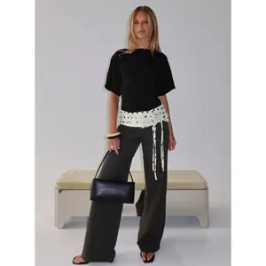 Seneca Wrap Pants Charcoal Polka Dot