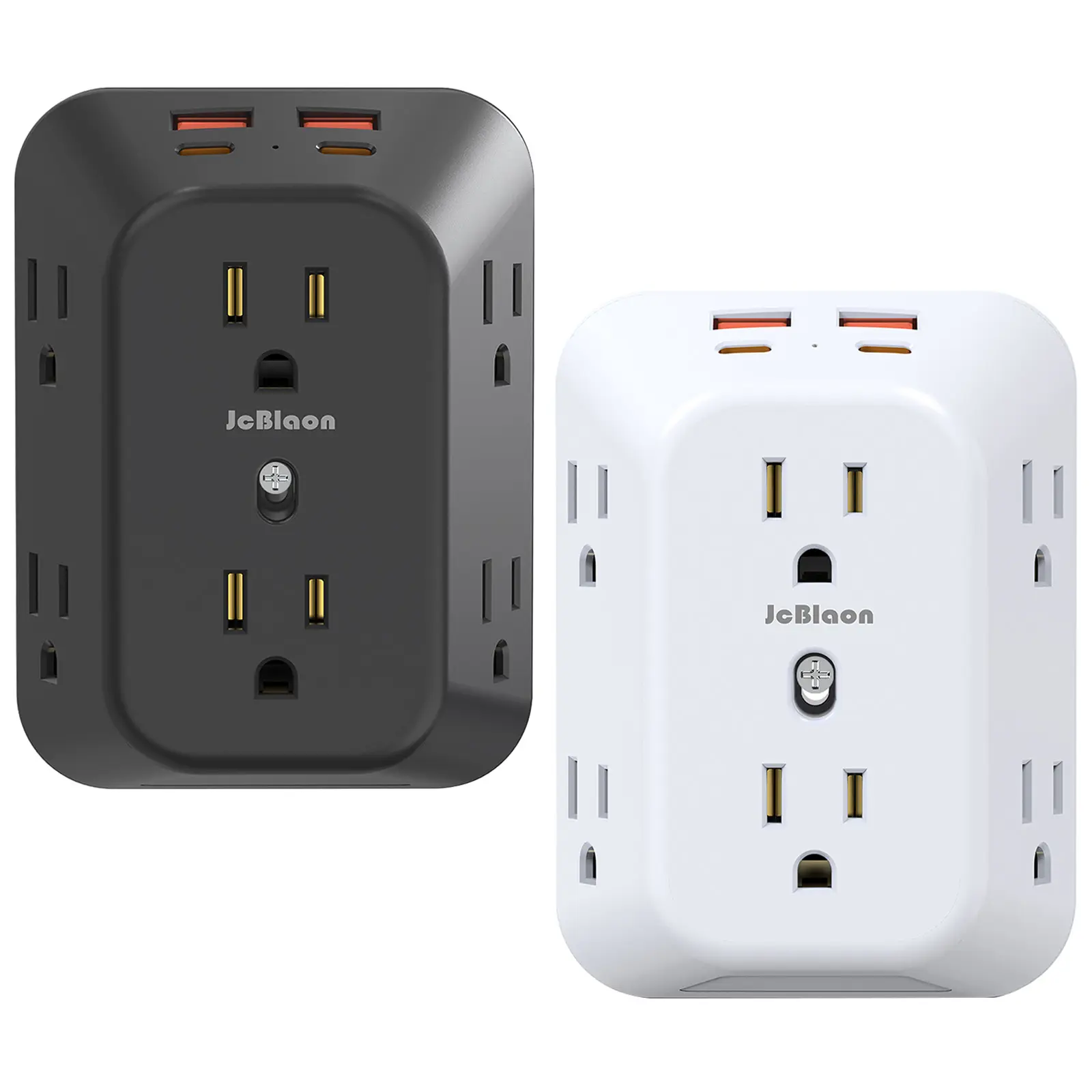 US Type Indoor Plug-In Smart Surge Protector Rectangle Power Socket - 6-Outlet Universal Socket, 4-USB Fast Charging Compact Travel Wall Charger, 1050J Surge Protection, 1875W Extension for Computers, Computer Accessories & Dorms