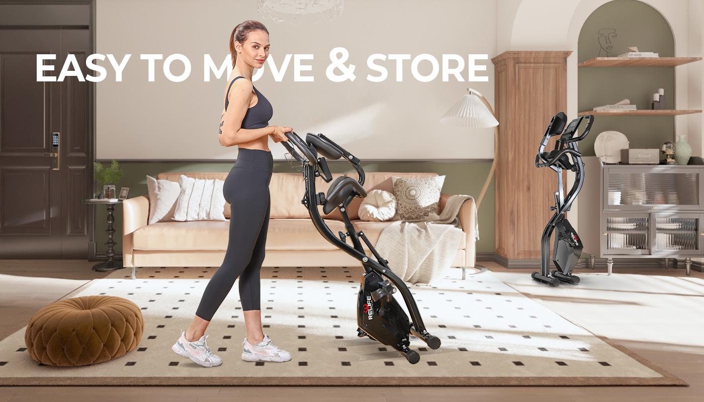 Relife Sports 3 in 1 Exercise Bike Folding Exerpeutic Bike Pedal Exerciser Adjustable Seats Workout Machine Foldable Bike