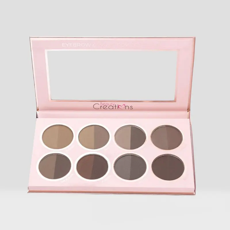 Beauty Creations Eyebrow Definer Powder Book - Brow Makeup Products, Cosmetic Eyebrow Powder with 2-Tone Light/Dark Duo, Precise Application for Ends, 8 Shades, Temporary Darkening Formula for DIY Thick Brows Aesthetic