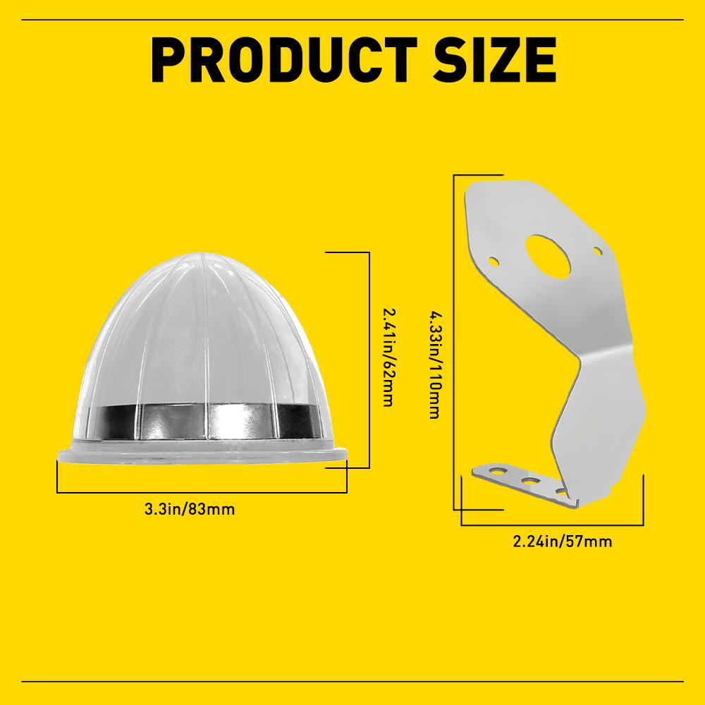 AUXITO LED Lights w/ Chrome Ring + Watermelon L-Bracket 2X For Semi Tractors 12V Trucks AUXITO LED Lights w/ Chrome Ring + Watermelon L-Bracket 2X For Semi Tractors 12V Trucks