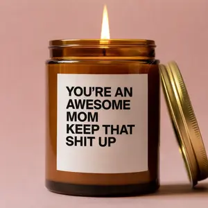 Funny Gift for Mom from Daughter, Mom Candle, Birthday Gift for Awesome Mom, Wife Home Gift, Amber Jar Mother Daughter Candle