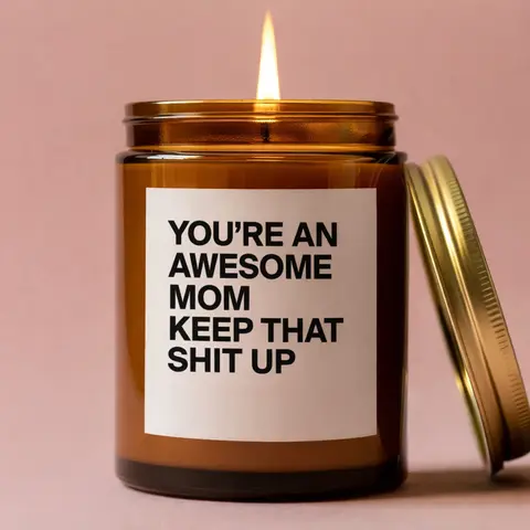 Funny Christmas Mom Aroma Coconut Glass Jar Candle, Gift from Daughter-Son, 4oz 9oz Scented Candle for Teenagers