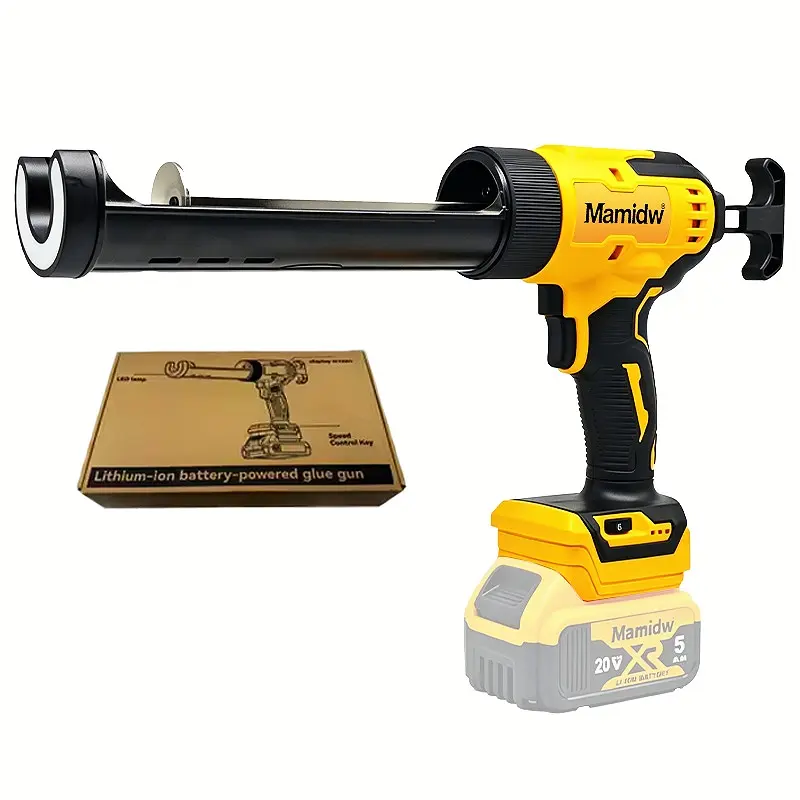Cordless Caulking Gun, 21V Electric Sealant Gun with 6 Adjustable Speeds, Anti-Drip Battery Powered Caulk Gun with LED Light for Filling, Sealing, and Home DIY (Battery Not Included)