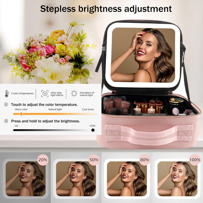 Portable Makeup Bag with Mirror, LED Light, and Adjustable Dividers: Your Ultimate Cosmetic Organizer