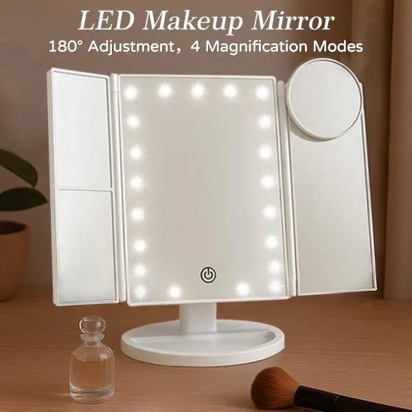 Makeup Mirror Vanity Mirror LED Lights 2X 3X 10X Magnification Portable Desk Mirror Touch Control  Dresser Suitable for Adults & Gift  Gift Choice