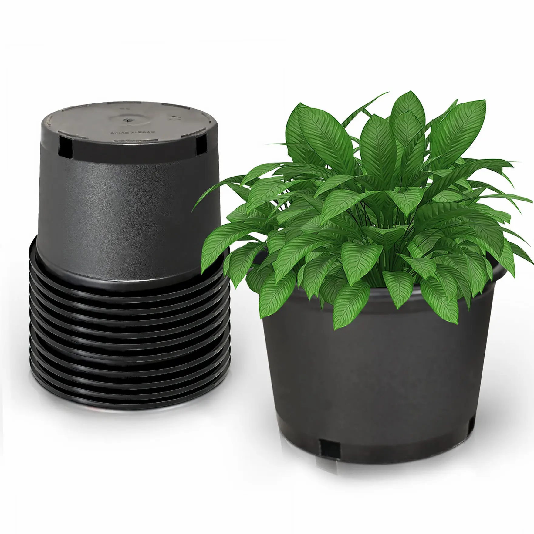 Findmall 10PC Black Plastic Multi-Size Injection Mold Trade Gal Modern Plant Pots, Premium Weatherproof Outdoor-Planting Root Nursery Pots with Garden Accessories for Specialty Garden Tools