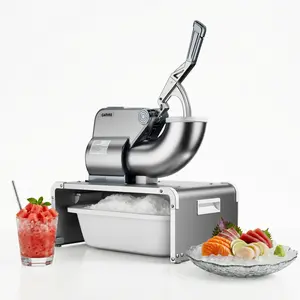 Garvee Upgraded 750LBS/H Commercial Ice Shaver Machine, 350W Electric Ice Crusher with 4 Stainless Steel Blades & 2.64 Gal Large Hopper, 2000RPM High Efficiency Snow Cone Maker for Dessert Shop Bar