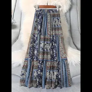 Women's Ethnic Pattern  Long Skirt, Boho Fashion Casual Skirt for Daily Holiday Vacation Wear, Ladies Bottoms for Summer