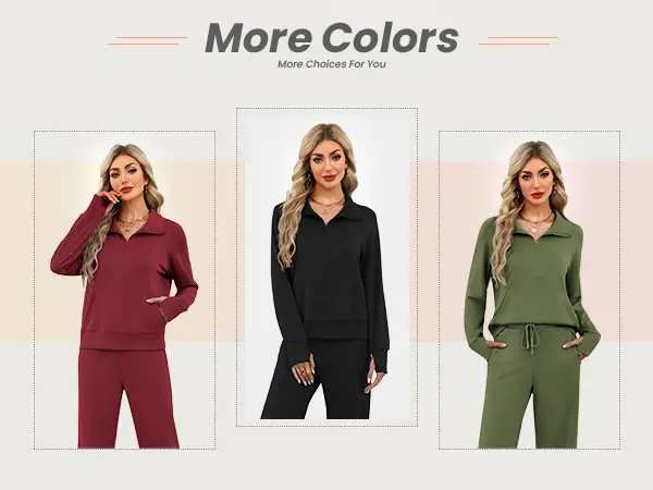 Casly Lamiit Women's 2-Piece Chic Ribbed Silk-Like Loungewear Set - Drop-Shoulder Oversized Half-Zip Pullover Top with Thumbholes, High-Waist Wide-Leg Pants (Skim, Not Hug) - Fitness & Outdoor Travel Essentials Casly Lamiit Women's 2-Piece Chic Ribbed Silk-Like Loungewear Set - Drop-Shoulder Oversized Half-Zip Pullover Top with Thumbholes, High-Waist Wide-Leg Pants (Skim, Not Hug) - Fitness & Outdoor Travel Essentials