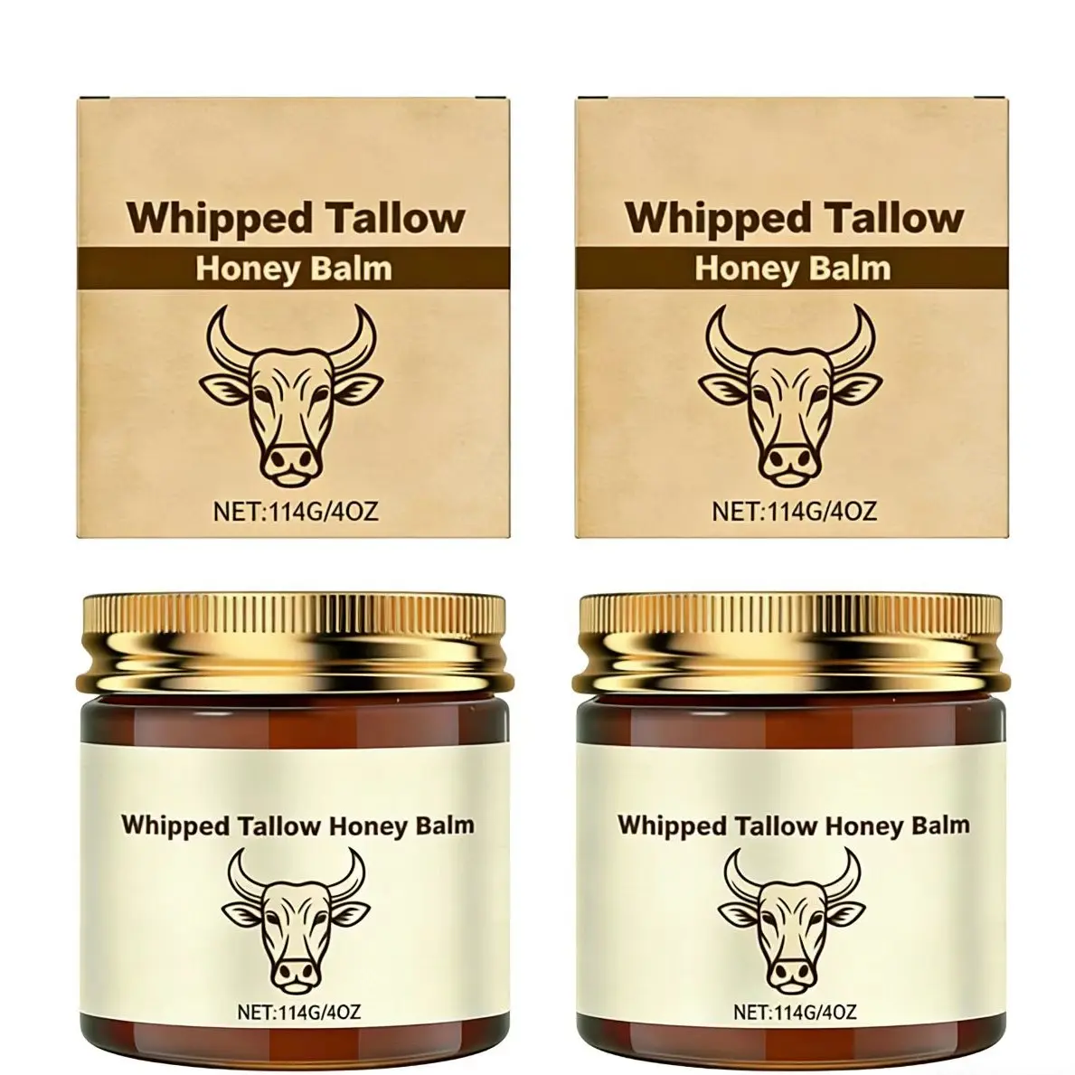 WoodSleep Whipped Grass-Fed Beef Tallow Honey Balm 4 Oz Moisturizing Cream for Soft Smooth Skin Handmade All-Natural Moisturizer Lavender Body Care Hydrating