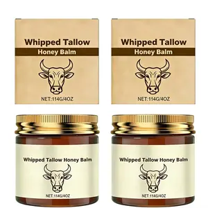 WoodSleep Whipped Grass-Fed Beef Tallow Honey Balm 4 Oz Moisturizing Cream for Soft Smooth Skin Handmade All-Natural Moisturizer Lavender Body Care Hydrating