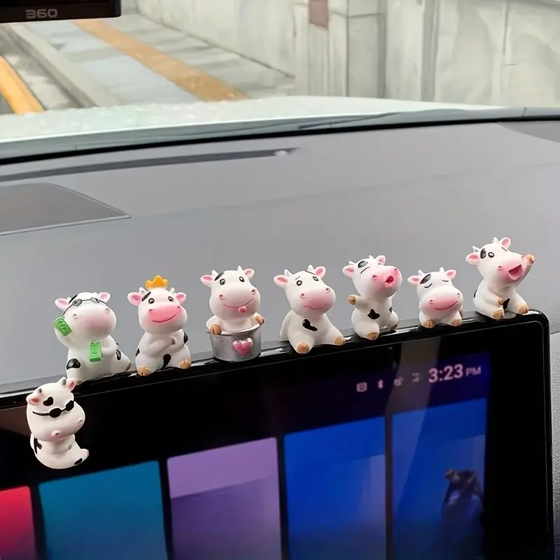 8pcs Cow Figurines for Desktops, Collectible Figurine, Decorative Figurines, Decorations and Ornaments, Home Decor Ornaments, Cute Cow/cowgirl Decorations, Farm Dashboard & Shelf Decor, Holiday Gifts, Home Decor Statue, Cute Animal Design
