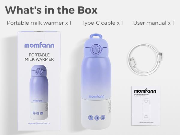 Momfann Portable Bottle Warmer for Travel, Dual Heating Modes for Breastmilk & Water On The Go, Portable Bottle Milk Warmer with Fast Heating & Long Battery Life, 12 Ounces Large Capacity