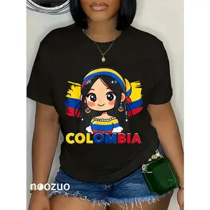 100% Cotton Colombian Girl Cute Colombia Flag T-Shirt