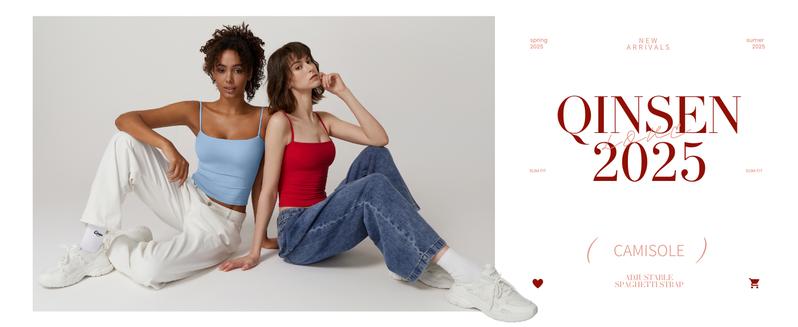 QINSEN Women's Double Lined Basic Tank Top Adjustable Spaghetti Straps Sleeveless Camisole Shirts