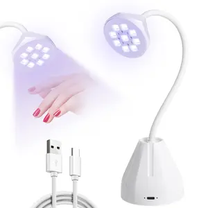 UV LED Nail Lamp 360° Flexible Gooseneck Rechargeable Nail Dryer For Fast Curing Gel Nail Polish Portable UV LED Lamp For Nail Salon