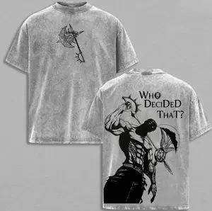 Seven Deadly Sins Escanor Oversized Tee - "Who Decided That" Pride Sin Retro Graphic Heavy Cotton Unisex Anime Streetwear Gift For Fans OIS