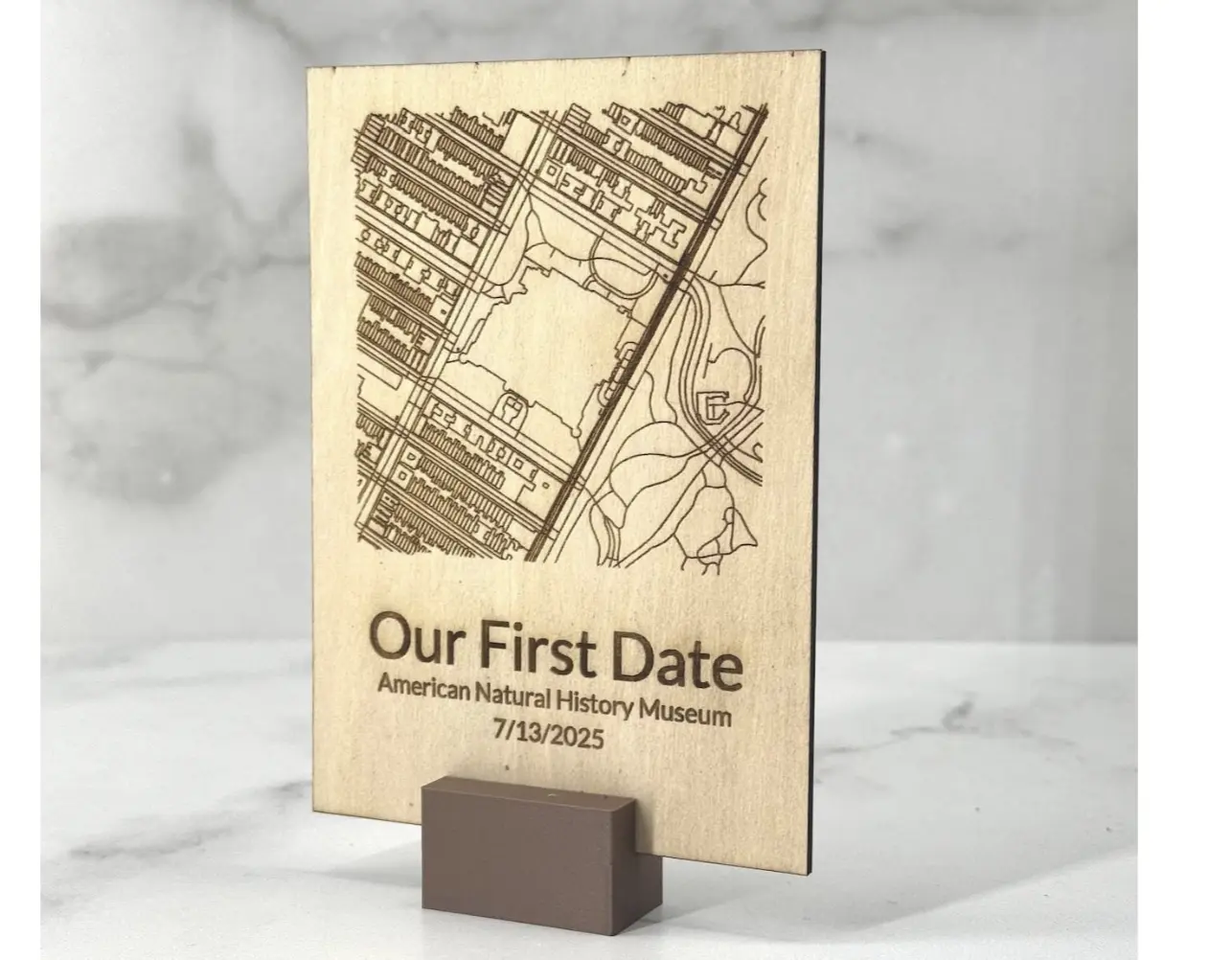 Custom Wooden Map Engraved Plaque – Personalized Coordinates Gift for Couple, Anniversary, Wedding or First Date – Custom Location