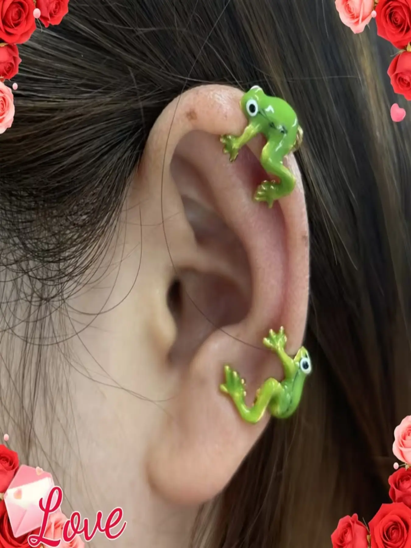 Frog Earrings, Cute Frog Studs, Fun Frog Climbing Earrings, Gothic Style Earrings, Fashion Earrings, Pair of Unique Zinc Alloy Jewelry Accessories, Gothic Flair