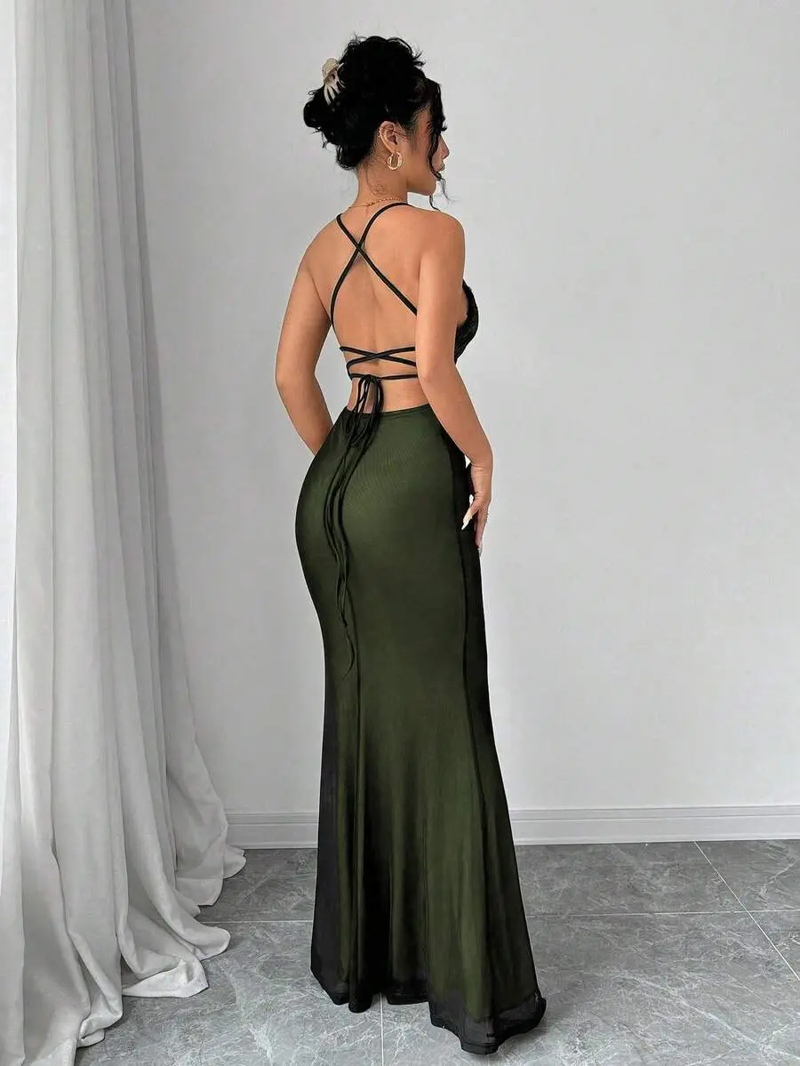 lace and satin bridesmaid dresses ever LONDYN|Sleeveless Backless Lace-Up A-Line Satin Bridesmaid Dress main image 0