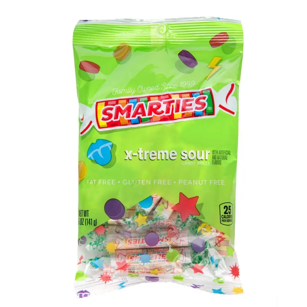 Smarties X-Treme Sour Sugar Candy Vegan Friendly Halloween Treat Individually Wrapped - 5 oz Bags tiktok viral