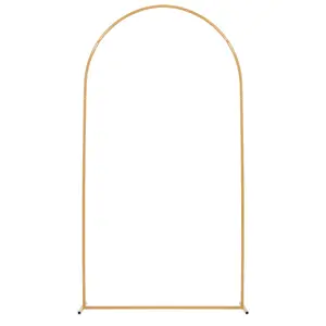 Arch Backdrop Stand, 7.2 x 4 ft, Stable Structure, Easy Assembly, 1 Piece Gold Metal Arch Backdrop Stand for Wedding, Birthday Party, Graduation, Holiday Celebration, and Ceremony Decoration