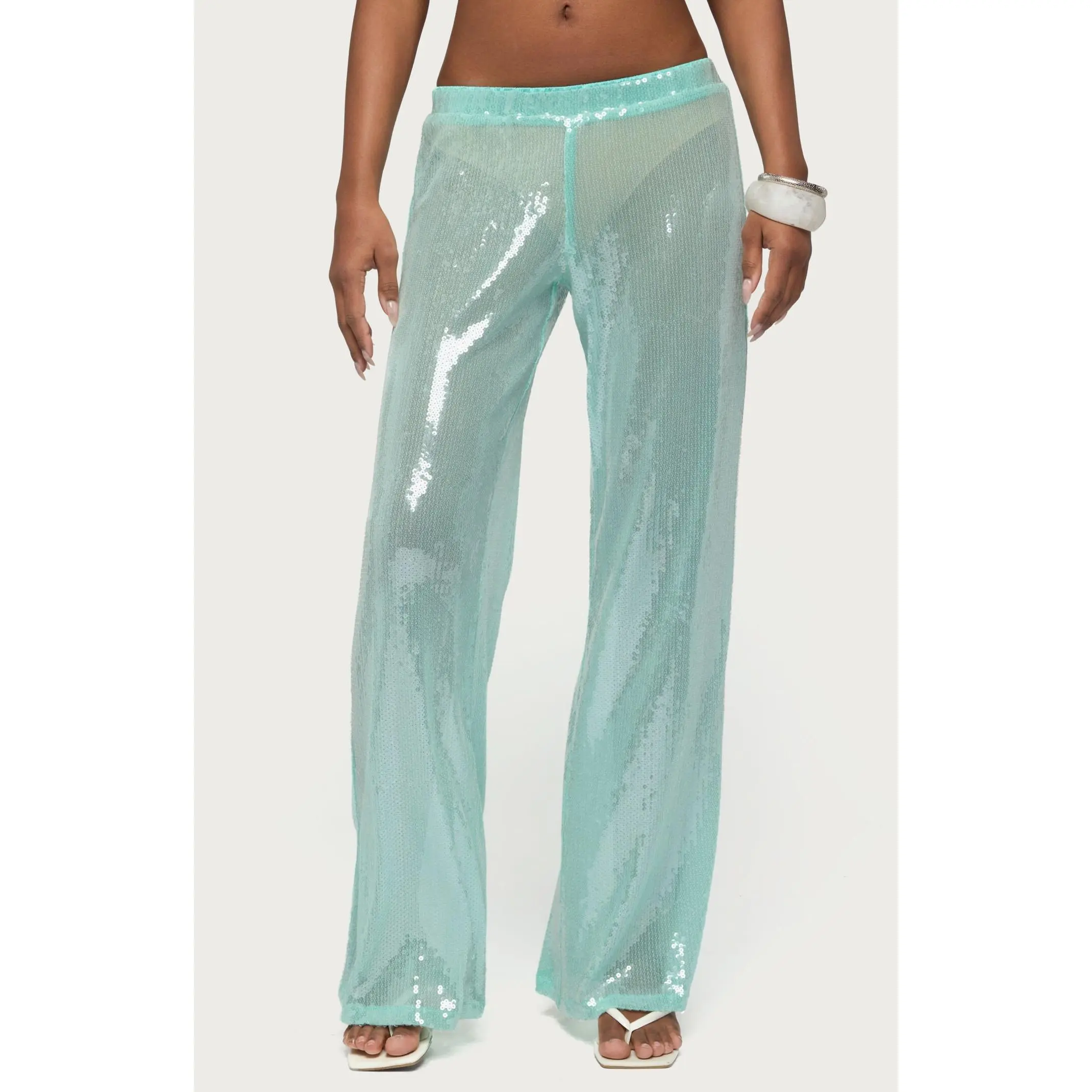 Edikted Women's Avalee Sequin Wide Leg Pants