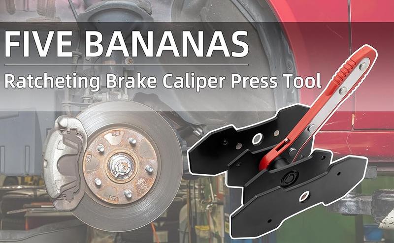 Brake Caliper Press Tool Car Piston Spreader Pad 360 Degree Swing Ratchet Hand Wrench Expander for Single Twin Quad Piston Disc Brake with 2 Push Board Sizs
