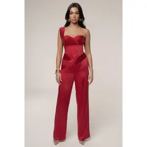 Red True Affection Satin Trouser