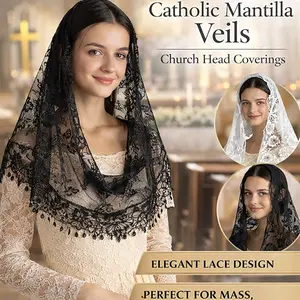 4 Pcs Catholic Church Mantilla Veils – Christian Lace Head Covering for Women, Religious Chapel Veil for Mass, Bridal Wedding Veil, Traditional Prayer Veil