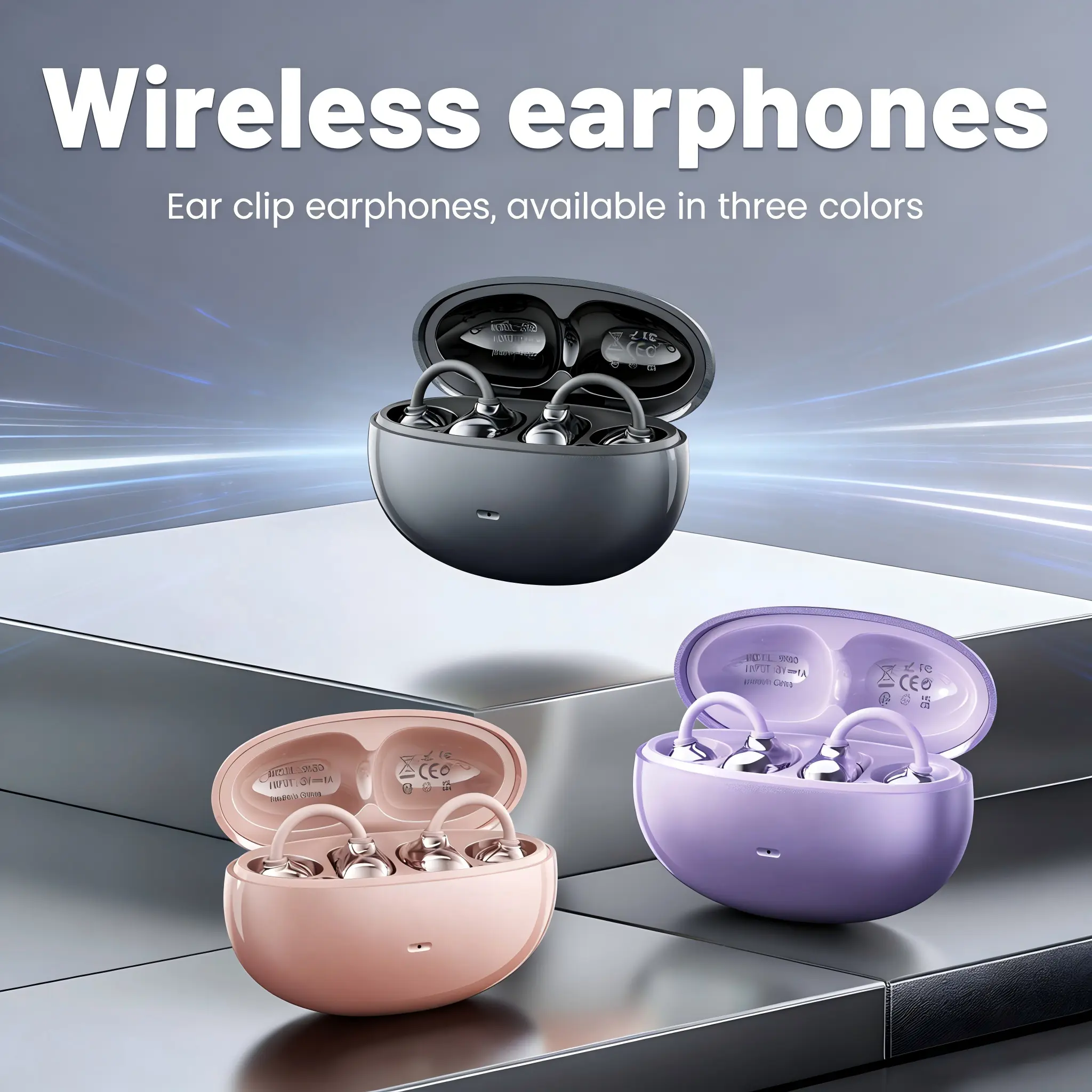 INSONIXN SK50 Open-Ear Clip Wireless Earbuds - Bluetooth 6.0 Electronic Headphone with Rechargeable Wireless Charging Case, LED Power Display, Waterproof for Running, TikTok Shop Back to School, Waterproof Headphones,back to school,back to school haul