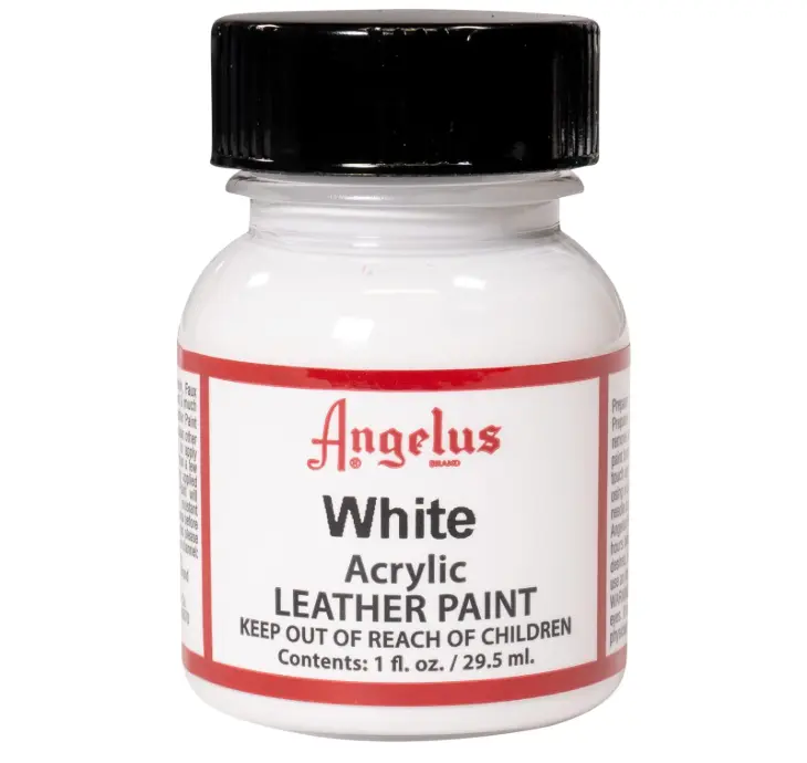 Angelus Acrylic Leather Paint, 1 Fl Oz, White - Professional Flexible, Crack, Scratch, Peel Resistant Leather Paint for Shoes, Sneakers, and Other Leather Projects