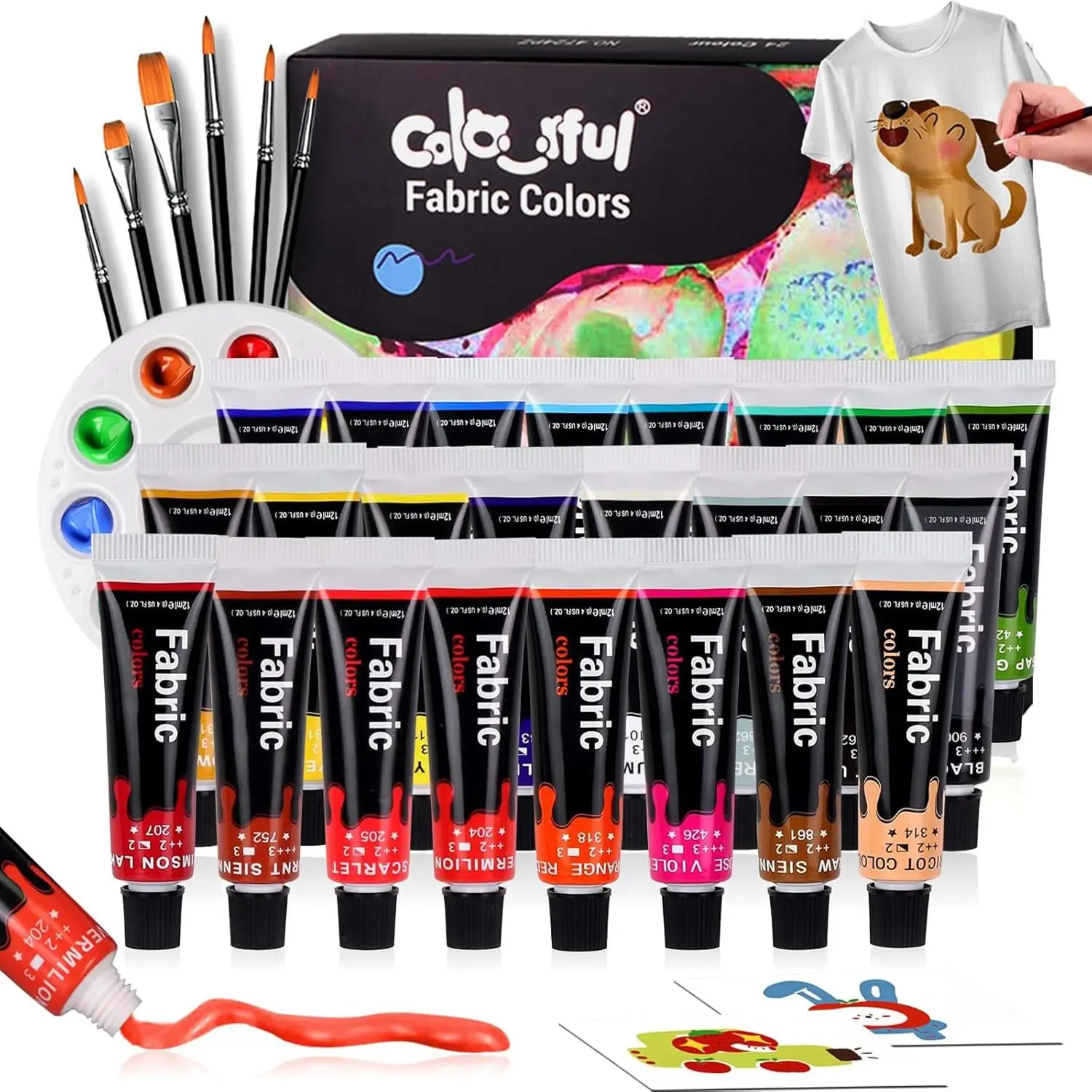 Colorful Fabric Paint Set, 12/24 Colors 12ML Paint Kit for Shoes, Canvas, Non-toxic Slick Painting Set for Adults, Beginner & Artists, Arts and Crafts Supplies, Crafts Art Supplies, Diy Painting Supplies, Art Materials