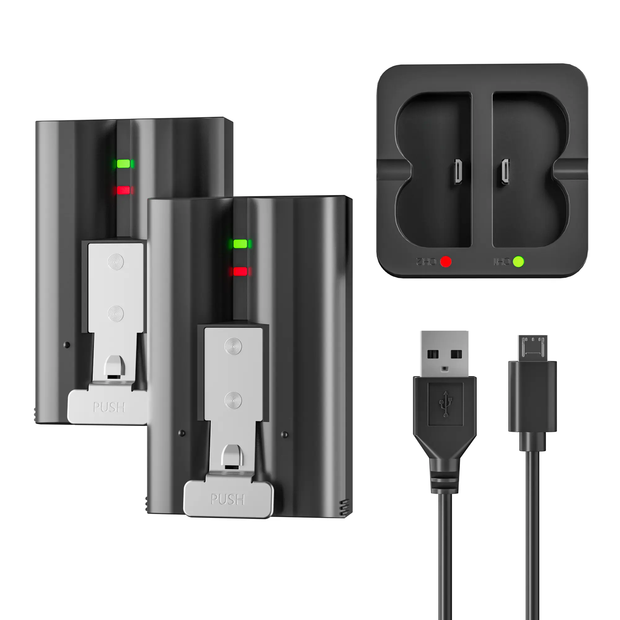 2-Pack Rechargeable 7200mAh Ring Compatible Batteries with Charger Station, Replacement for Ring Doorbell 2/3/3 Plus/4, Spotlight, Stick Up & Peephole Cam Indoor (batts included), Charger + Batts