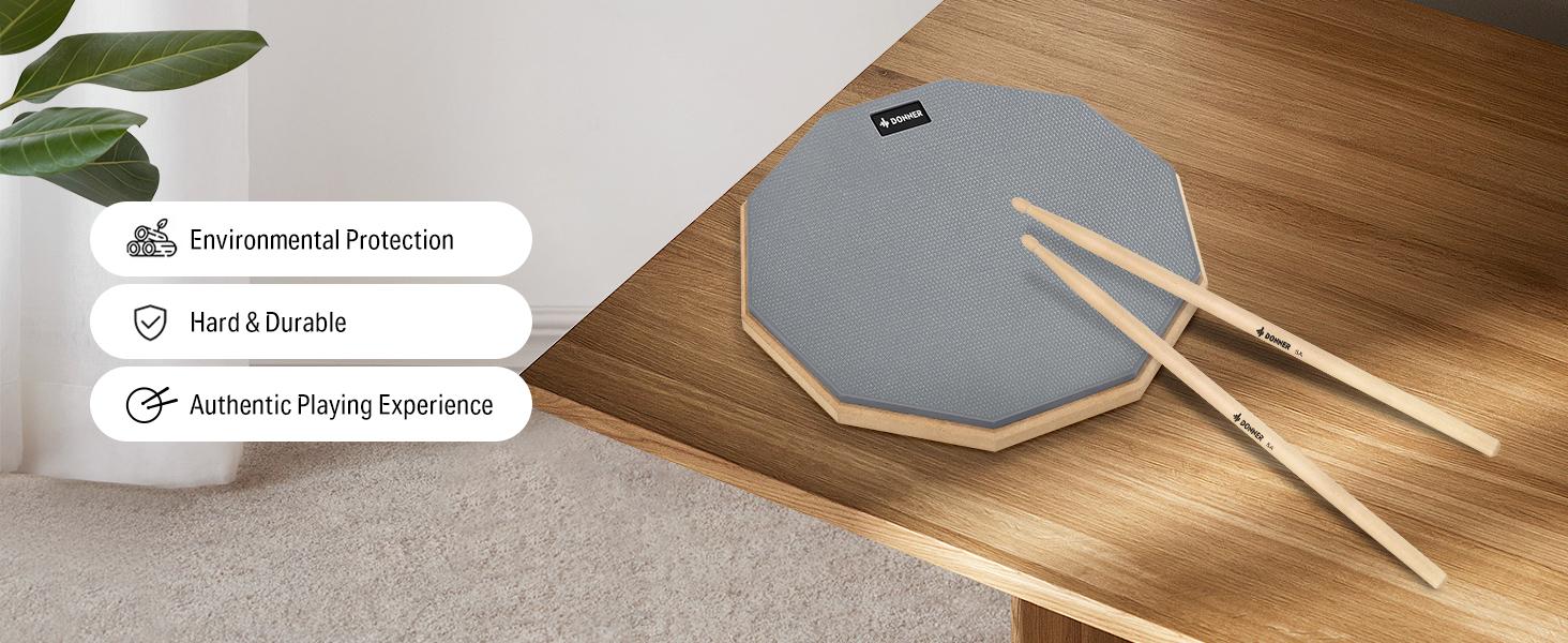 Donner Drum Practice Pad 8 Inches, Silent Practice Drum Pad 2-Sided With Drum Sticks - Gray/Blue Donner Drum Practice Pad 8 Inches, Silent Practice Drum Pad 2-Sided With Drum Sticks - Gray/Blue