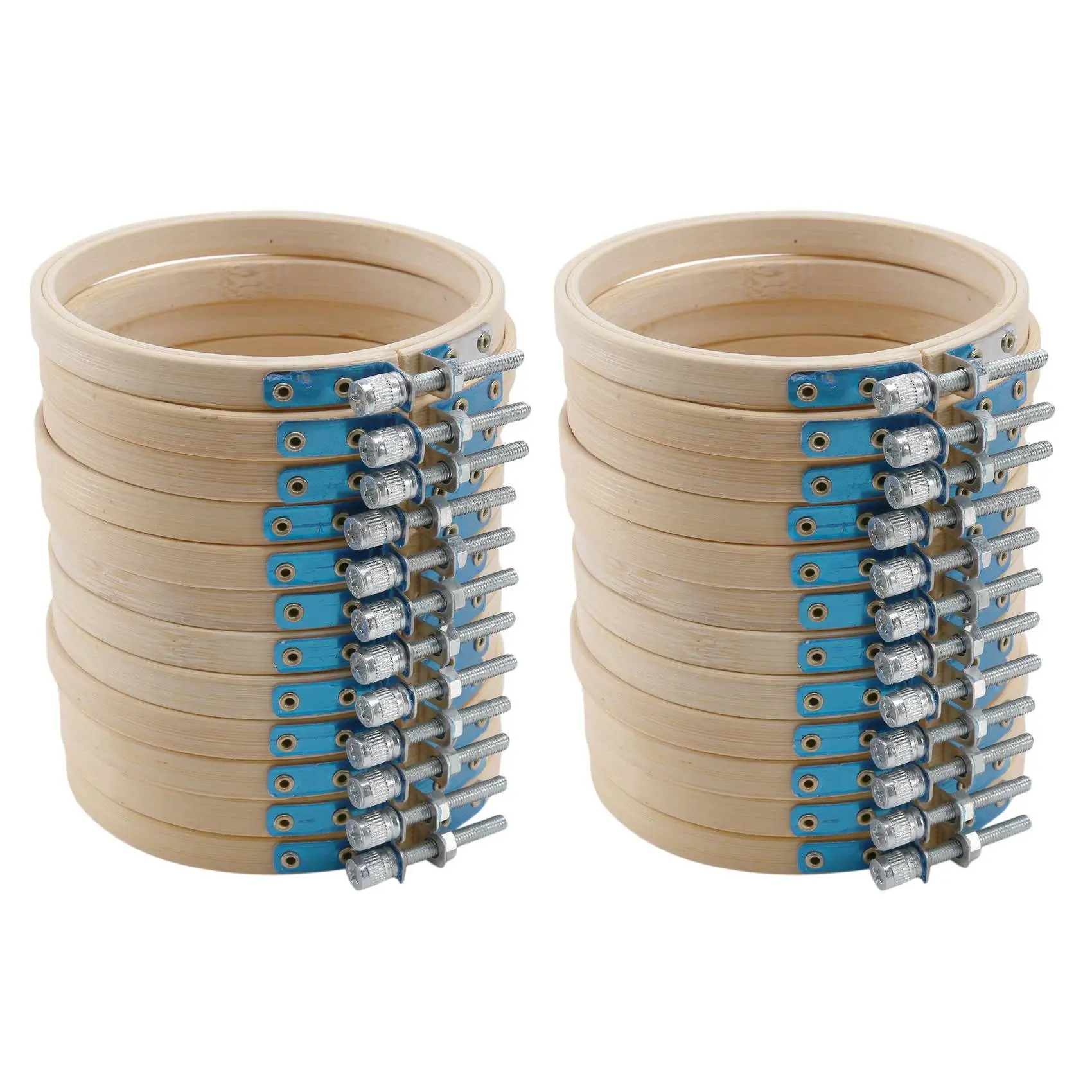 Bulk 24-Piece 4 in (10cm) Bamboo Adjustable Round Embroidery Hoops with Tightening Screw for Cross Stitching, Home Supplies Home Decor Accessory