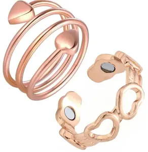 Veliora 2pcs Copper Ring for Women,99.99% Pure Copper Magnetic Rings,Gifts for Women Handmade Jewelry