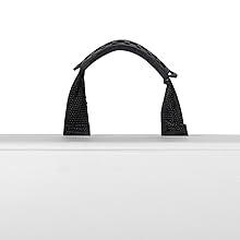 VINGLI 4 FT Plastic Folding Camping Table,3-Level Adjustable Height, Portable in/Outdoor Party Picnic Dining Desk,Off-White Garden Soccer Multipurpose Entertaining Activities, Black,White