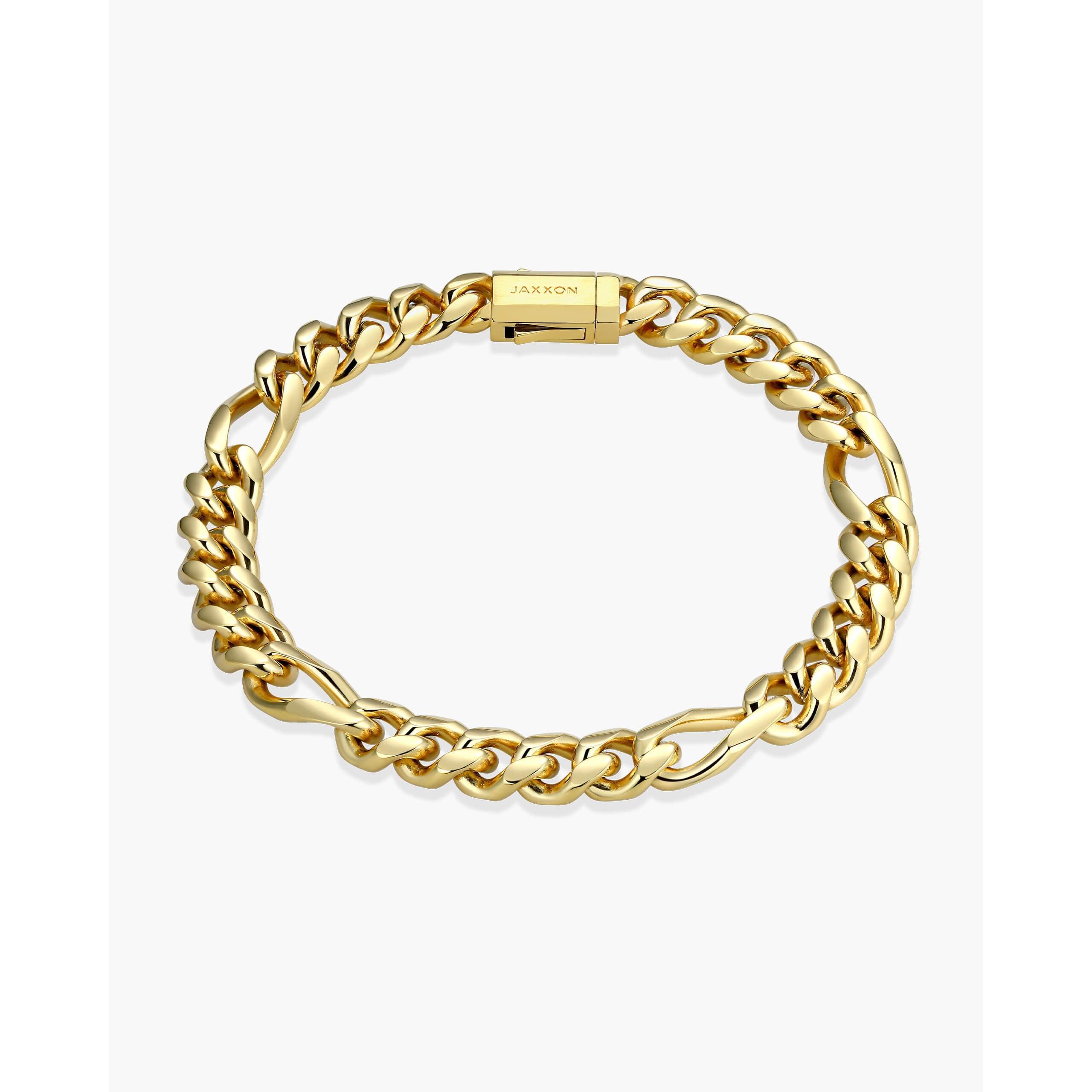JAXXON Figaro Bracelet 8mm - Box Clasp - Gold - TikTok Shop
