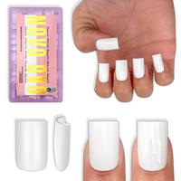 Short Sharp Square Nail Tips Pure Color White