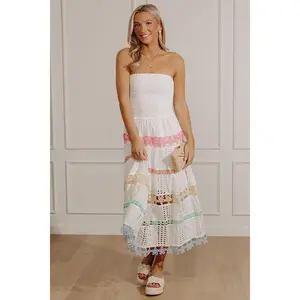 Twirl On The Terrace Eyelet Tiered Midi Dress