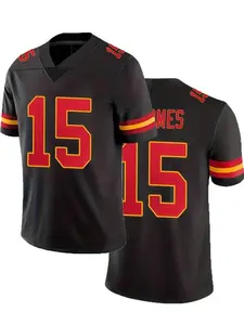 Plus Size Men's #15 American Football Jersey, Football Shirts, Breathable Polyester V-Neck Top, Casual Sports Knit Fabric Sweatshirt, Loose Fit for Daily, Training, Party - Four Seasons Rugby Style